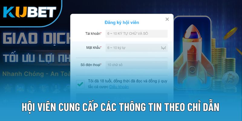 Hội viên cung cấp các thông tin theo chỉ dẫn